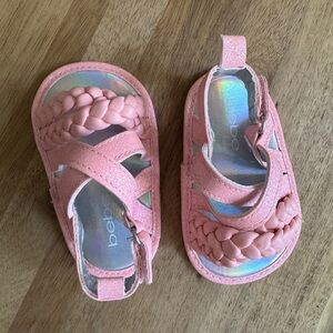NWOT Bebe Baby Pink Sparkle Woven Sandals